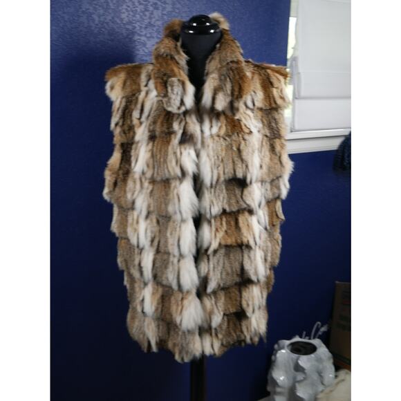 Gorgeous Designer Mary McFadden Lynx Sections Fur Vest Gilet Coat Jacket - Picture 1 of 6